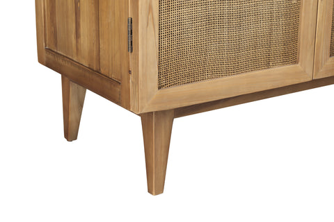 Mondale Natural Honey Wood and Natural Rattan Finish Cabinet