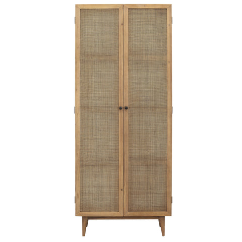 Mondale Natural Honey Wood and Natural Rattan Finish Cabinet