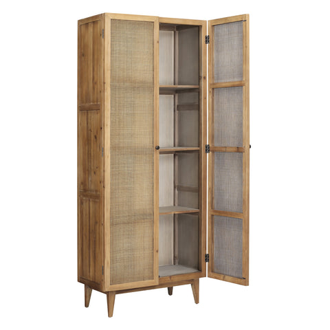 Mondale Natural Honey Wood and Natural Rattan Finish Cabinet
