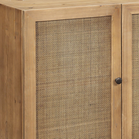 Mondale Natural Honey Wood and Natural Rattan Finish Sideboard