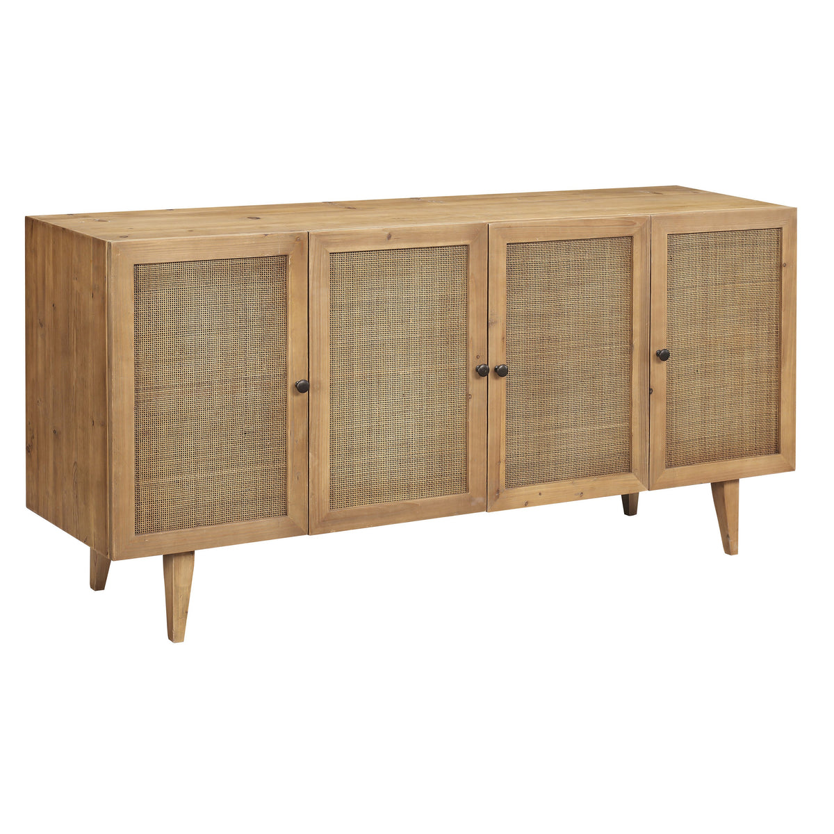 Mondale Natural Honey Wood and Natural Rattan Finish Sideboard