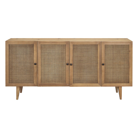 Mondale Natural Honey Wood and Natural Rattan Finish Sideboard