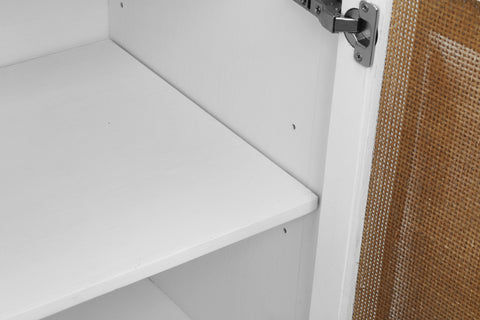 Potenza White Paint and Natural Rattan Finish Sideboard