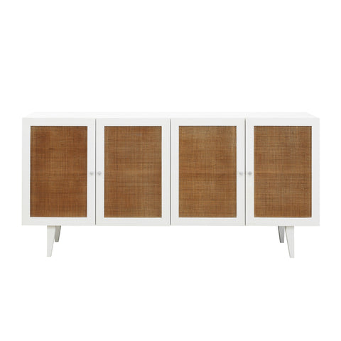 Potenza White Paint and Natural Rattan Finish Sideboard