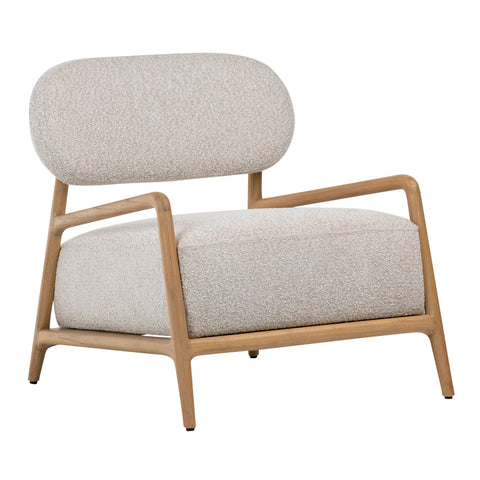 Donney Cream Boucle Upholstery and Natural Wood Finish Occasional Chair