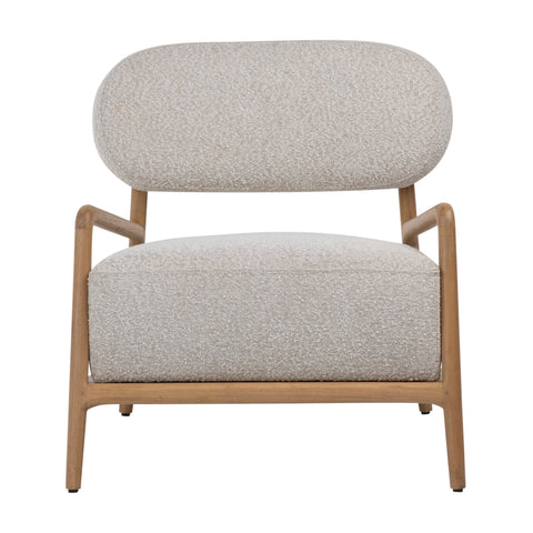 Donney Cream Boucle Upholstery and Natural Wood Finish Occasional Chair