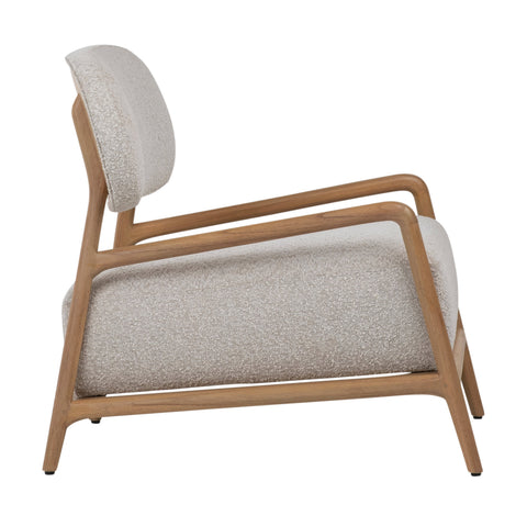Donney Cream Boucle Upholstery and Natural Wood Finish Occasional Chair
