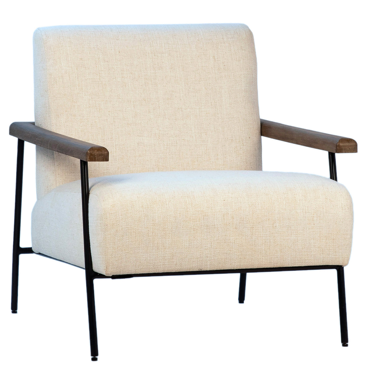 Drake Black Metal Frame and Cream Fabric Occasional Chair