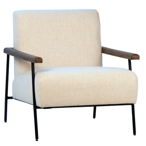Drake Black Metal Frame and Cream Fabric Occasional Chair