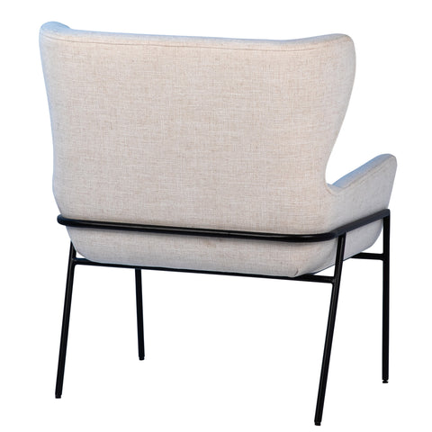 Jules Black Metal Legs and Ivory Fabric Occasional Chair