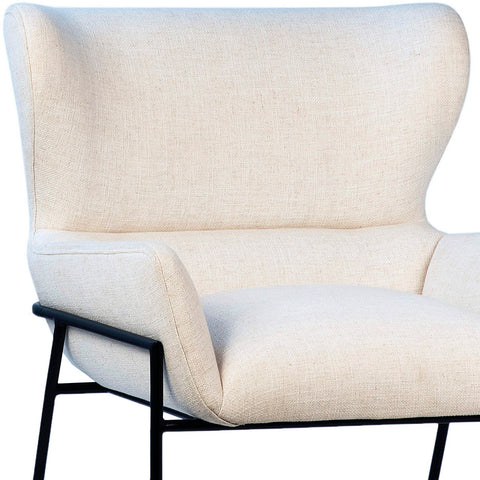 Jules Black Metal Legs and Ivory Fabric Occasional Chair