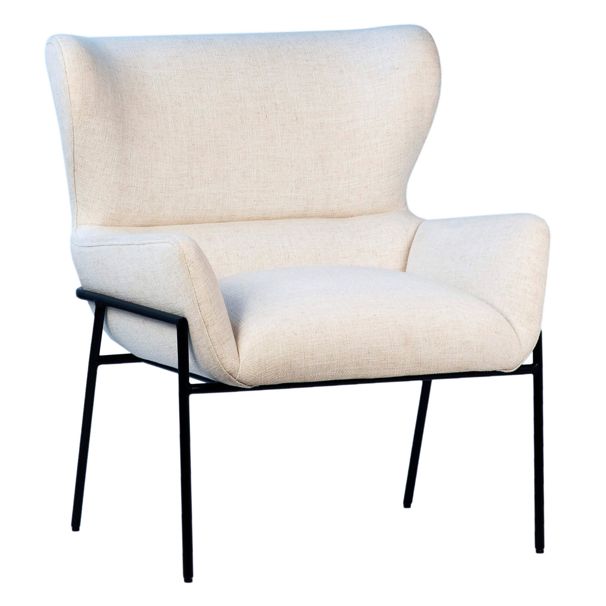 Jules Black Metal Legs and Ivory Fabric Occasional Chair