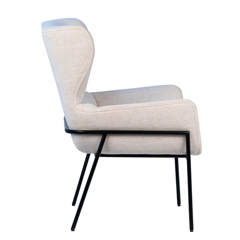 Jules Black Metal Legs and Ivory Fabric Occasional Chair