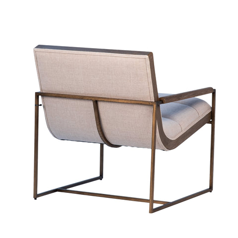 Madrina Antique Bronze Metal Finish with Sand Color Fabric Occasional Chair
