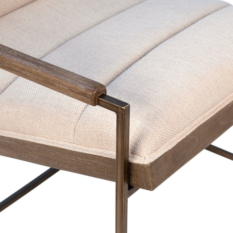 Madrina Antique Bronze Metal Finish with Sand Color Fabric Occasional Chair