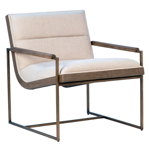 Madrina Antique Bronze Metal Finish with Sand Color Fabric Occasional Chair