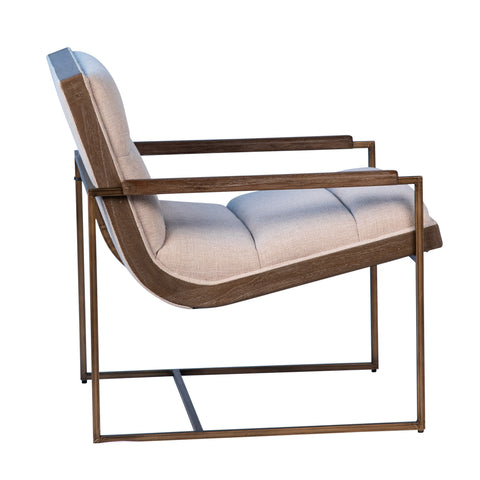 Madrina Antique Bronze Metal Finish with Sand Color Fabric Occasional Chair