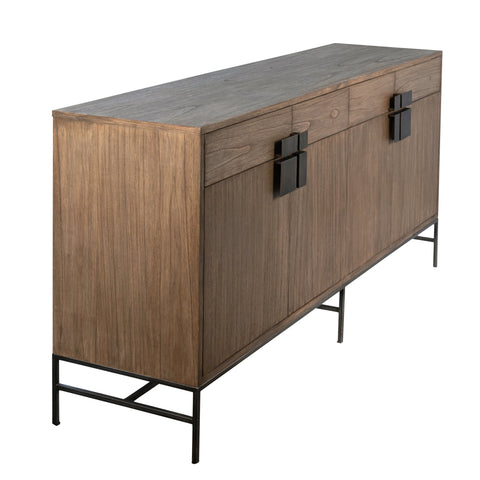 Kearney Medium Brown Natural Wood with Antique Bronze Metal Finish Sideboard