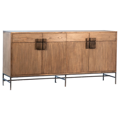 Kearney Medium Brown Natural Wood with Antique Bronze Metal Finish Sideboard
