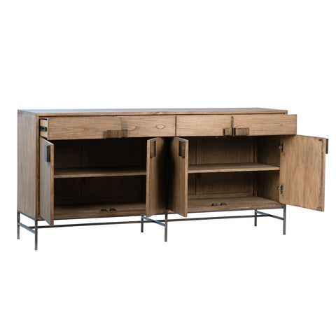 Kearney Medium Brown Natural Wood with Antique Bronze Metal Finish Sideboard