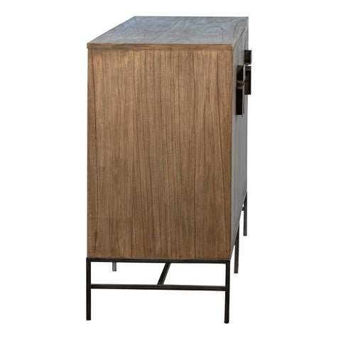 Kearney Medium Brown Natural Wood with Antique Bronze Metal Finish Sideboard