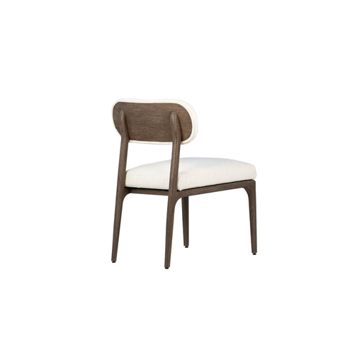 Obidas Natural Brown Finish and Off White Fabric Dining Chair