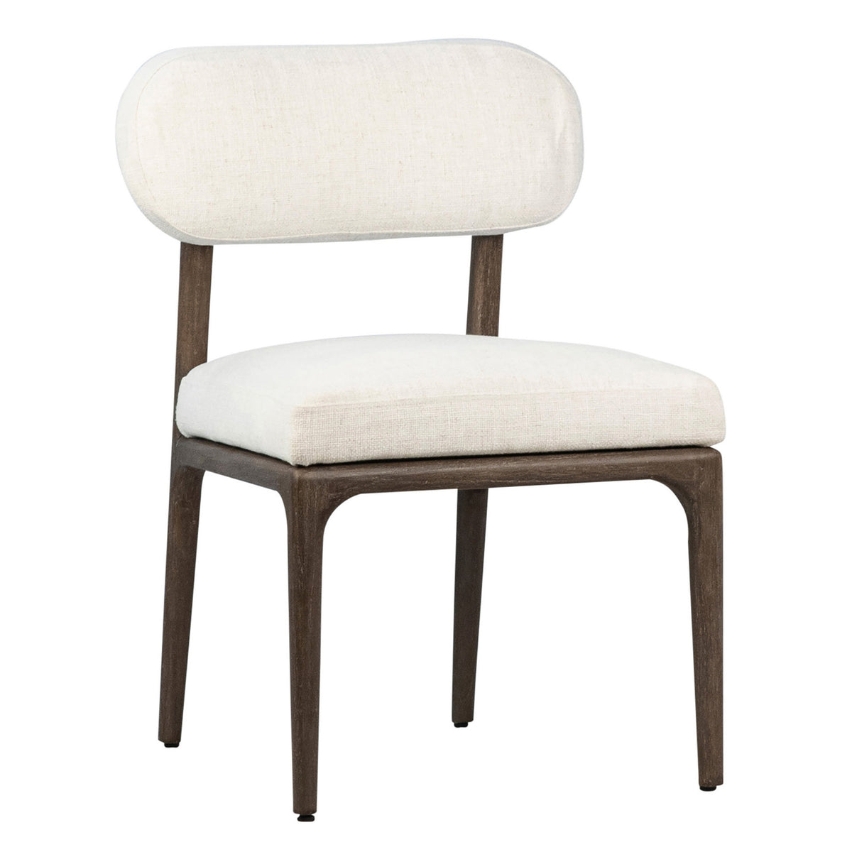 Obidas Natural Brown Finish and Off White Fabric Dining Chair