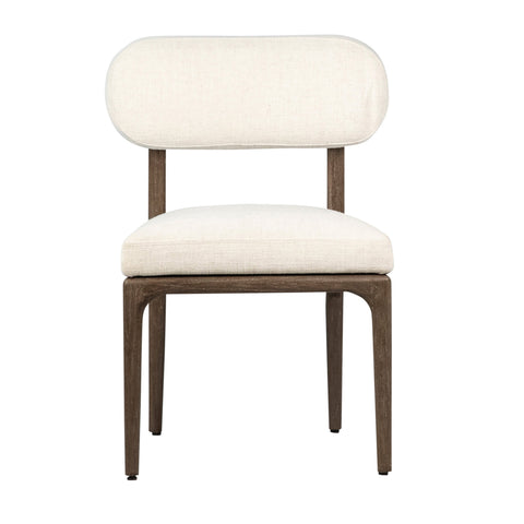 Obidas Natural Brown Finish and Off White Fabric Dining Chair