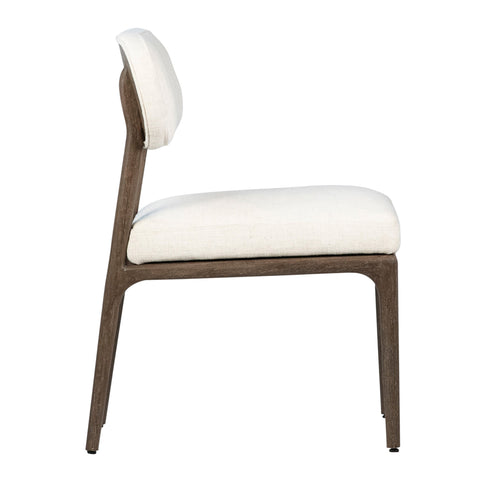 Obidas Natural Brown Finish and Off White Fabric Dining Chair