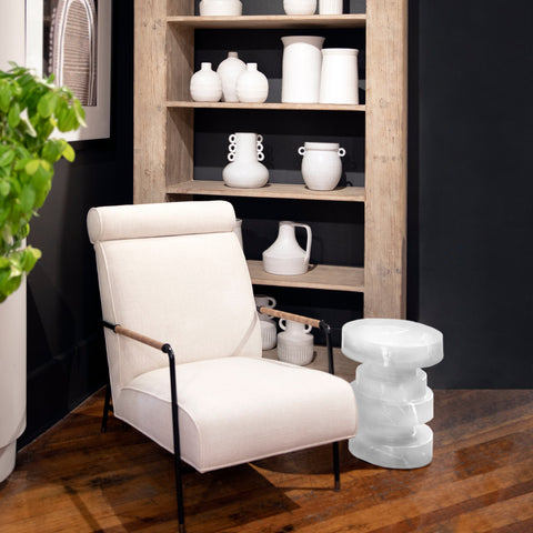 Ortiz Black Metal and Cream Upholstery Occasional Chair