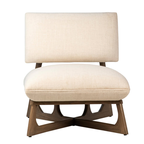 Moran Grey Wood Wash Finish and Off White Upholstery Occasional Chair