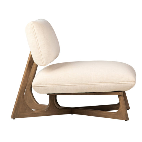Moran Grey Wood Wash Finish and Off White Upholstery Occasional Chair