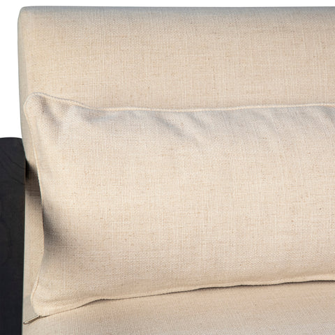 Silverio Dark Brown Finish and White Sand Color Fabric Sofa