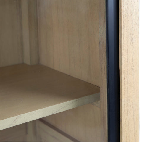 Sanna Natural Finish and Black Metal Accents Cabinet