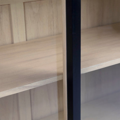 Sanna Natural Finish and Black Metal Accents Cabinet