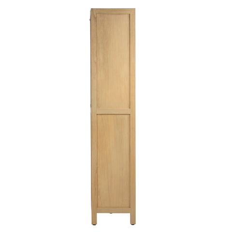 Sanna Natural Finish and Black Metal Accents Cabinet