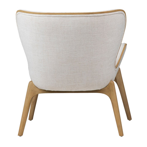 Avyanna Natural Wood Frame and Off White Upholstery Occasional Chair