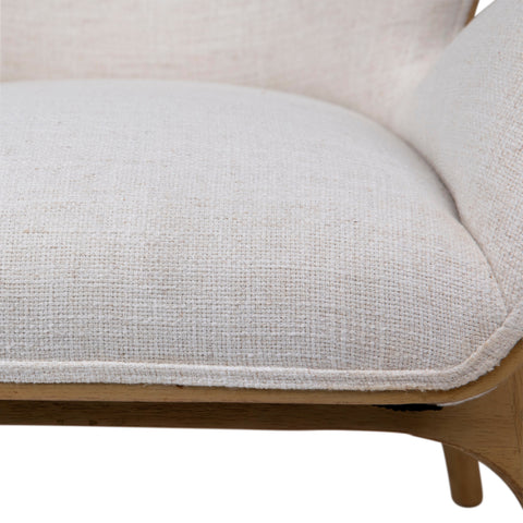 Avyanna Natural Wood Frame and Off White Upholstery Occasional Chair