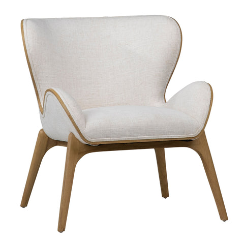 Avyanna Natural Wood Frame and Off White Upholstery Occasional Chair