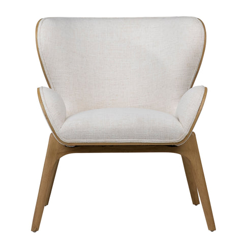 Avyanna Natural Wood Frame and Off White Upholstery Occasional Chair