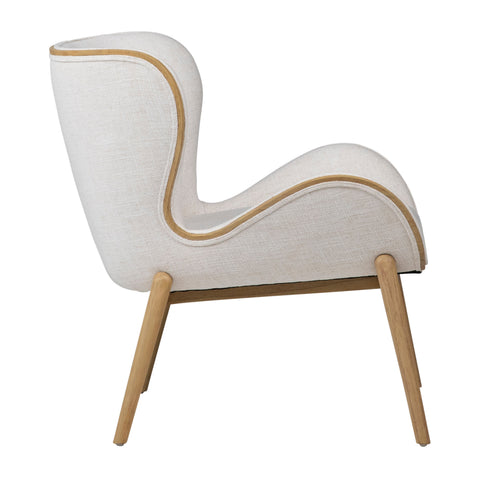 Avyanna Natural Wood Frame and Off White Upholstery Occasional Chair