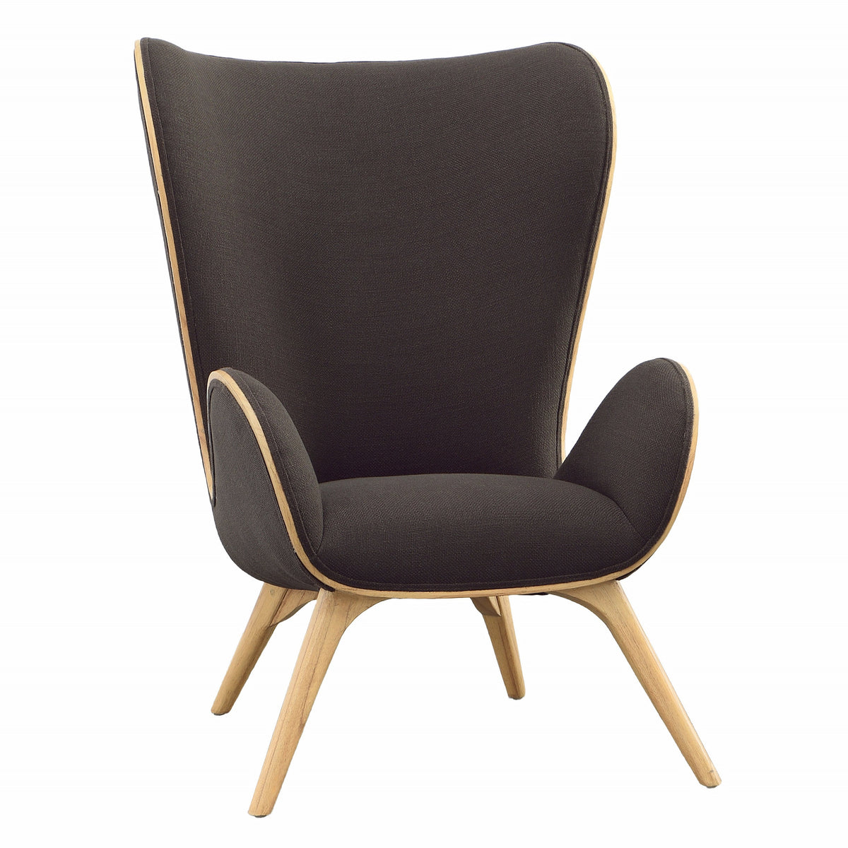 Rowen Charcoal Upholstery and Natural Wood Finish Occasional Chair
