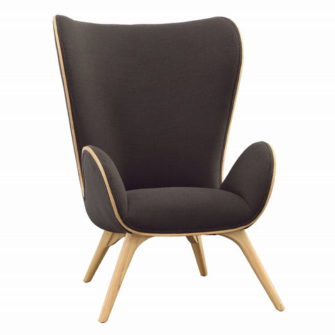 Rowen Charcoal Upholstery and Natural Wood Finish Occasional Chair