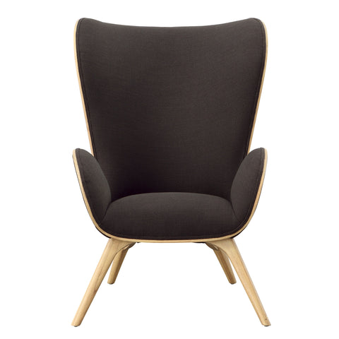 Rowen Charcoal Upholstery and Natural Wood Finish Occasional Chair