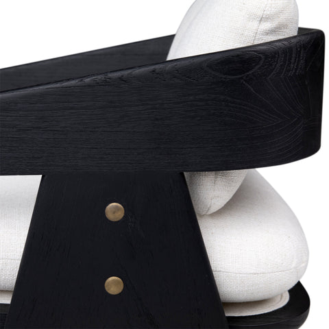 Adelaide Black Wood Finish and Off White Upholstery Occasional Chair