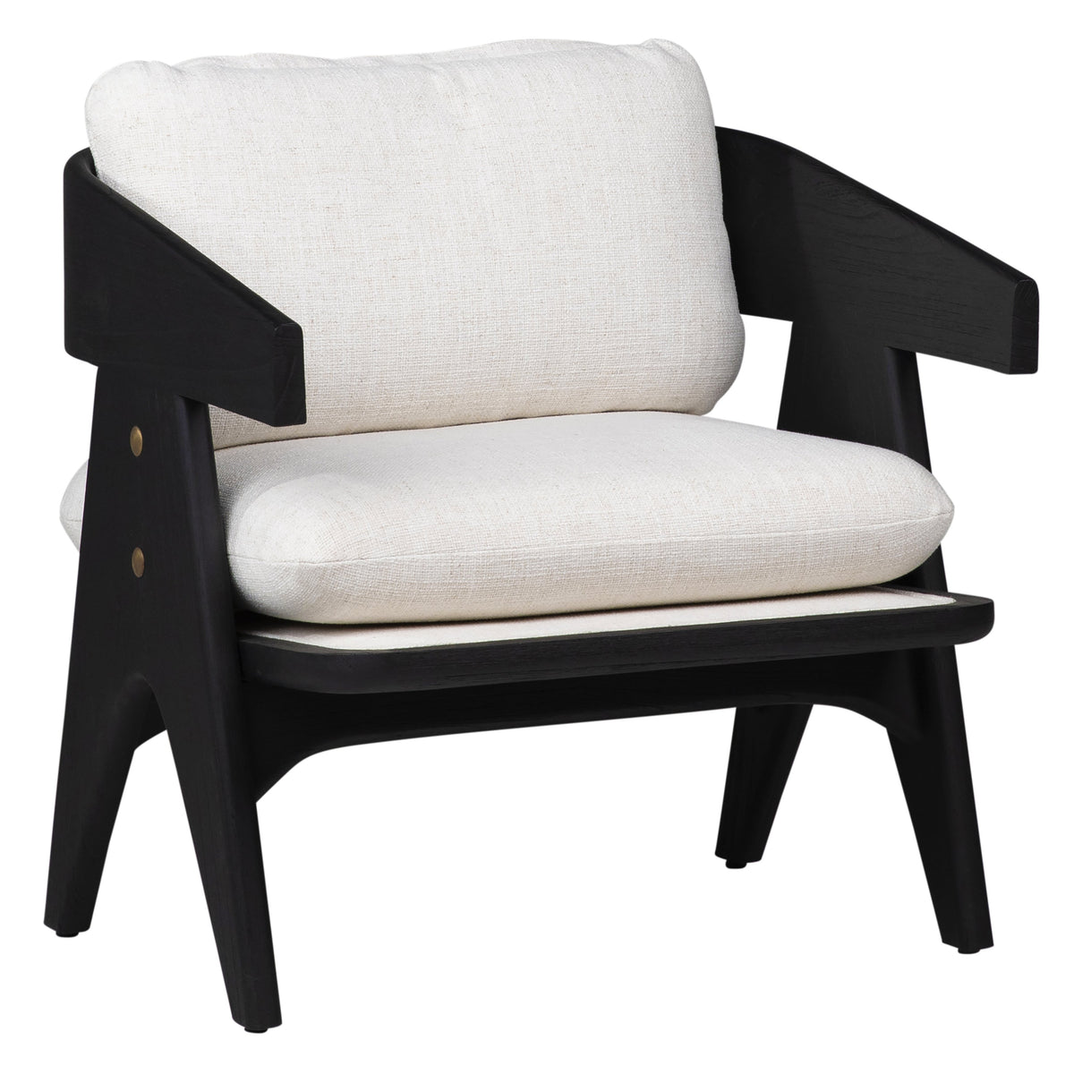 Adelaide Black Wood Finish and Off White Upholstery Occasional Chair