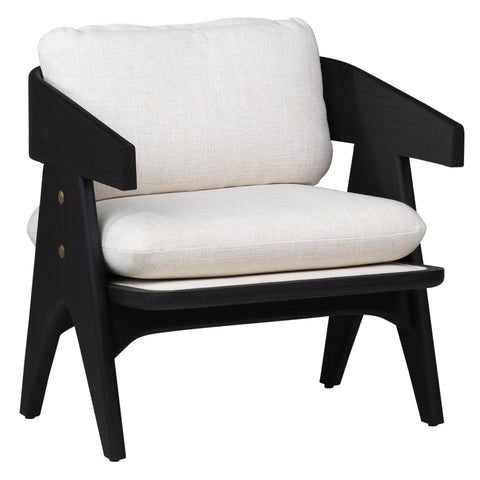 Adelaide Black Wood Finish and Off White Upholstery Occasional Chair