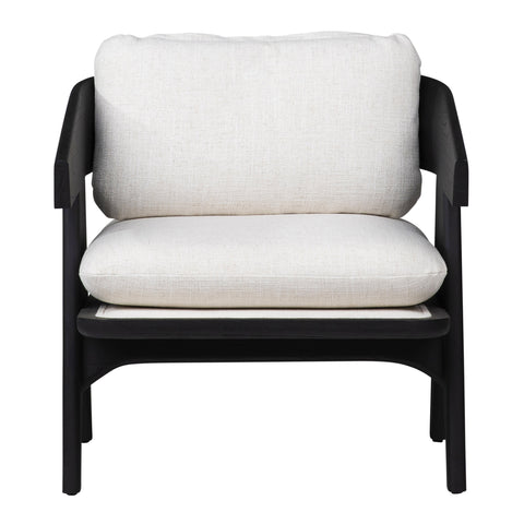 Adelaide Black Wood Finish and Off White Upholstery Occasional Chair