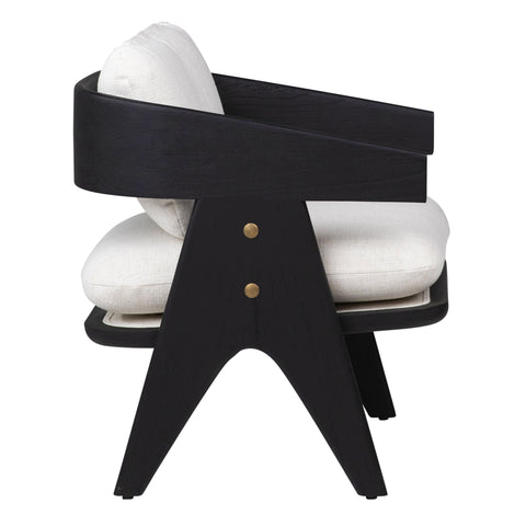 Adelaide Black Wood Finish and Off White Upholstery Occasional Chair