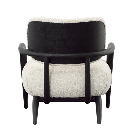 Arcona Black Wood and Ivory Boucle Upholstery Occasional Chair
